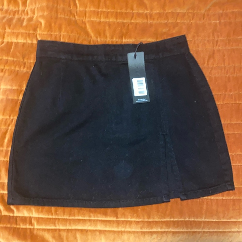 Princess Polly Denim Black Mini Skirt - Size Medium